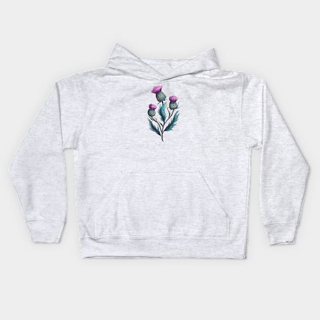 Magical herb. Thistle Kids Hoodie by Sitenkova